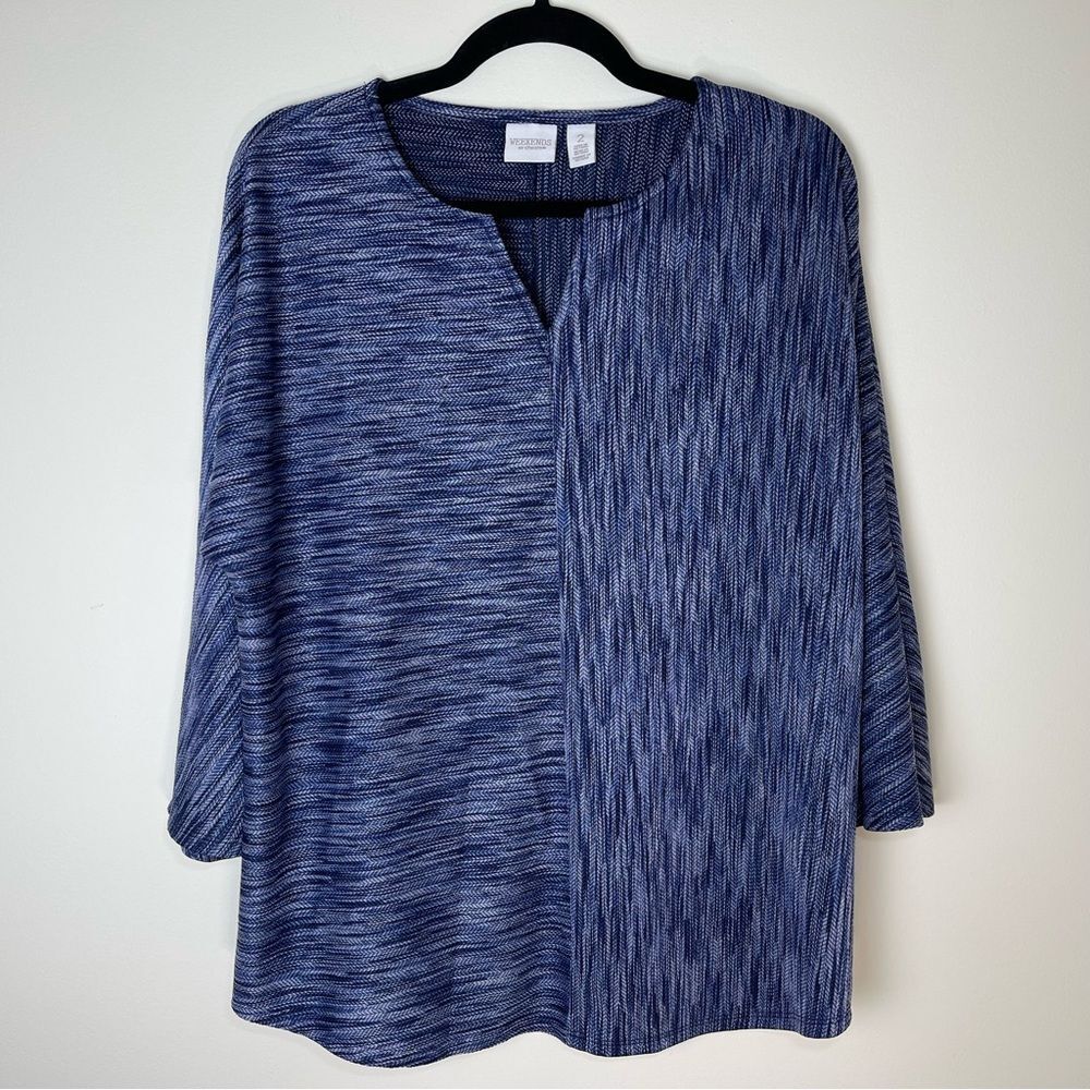 Weekends by Chico's | Blue 3/4 Length Sleeve Top | Large